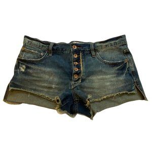 Free People Shark Bite Cutoff Fray Dark Denim Womens Shorts Size 27